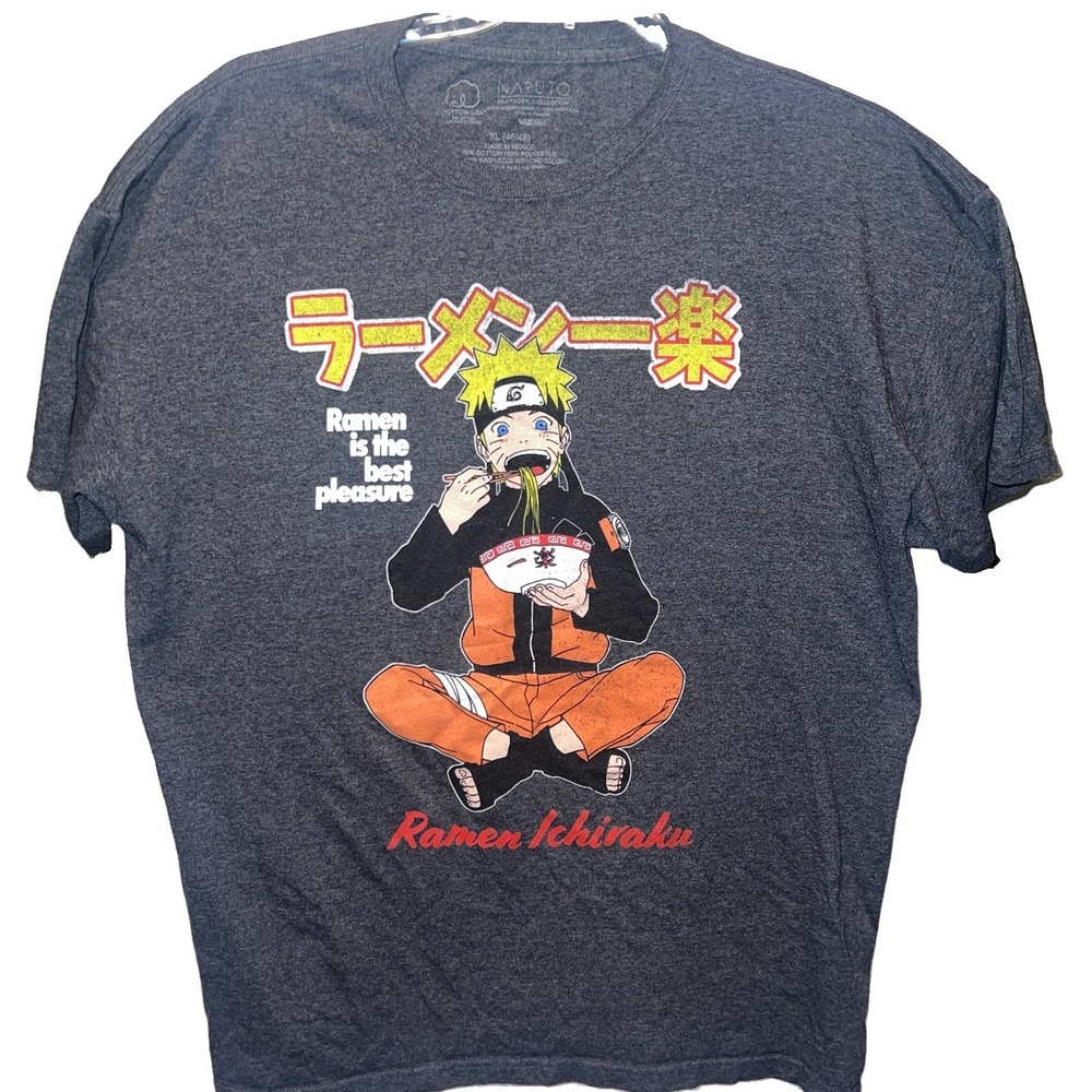 Naruto Shippuden Mens Ichiraku Ramen Shop Anime Black Shirt XL